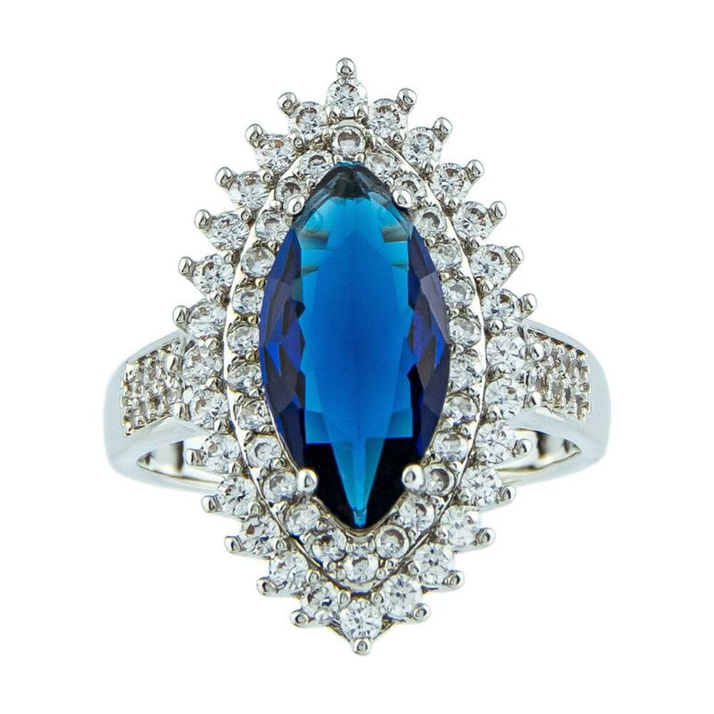 The Skyline Collection Blue Sapphire Marquise Statement Ring Size 9